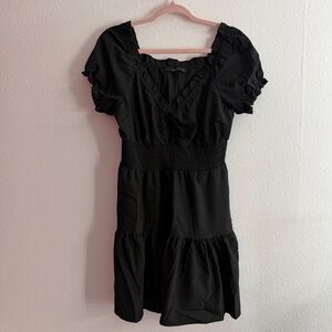 Hesperus Women’s Black Smocked Waist Short Sleeve Mini Dress Size XL